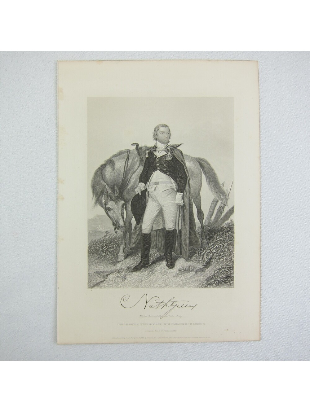Major General Nathanael Greene 1862 Steel Engraving Print Revolutionary War